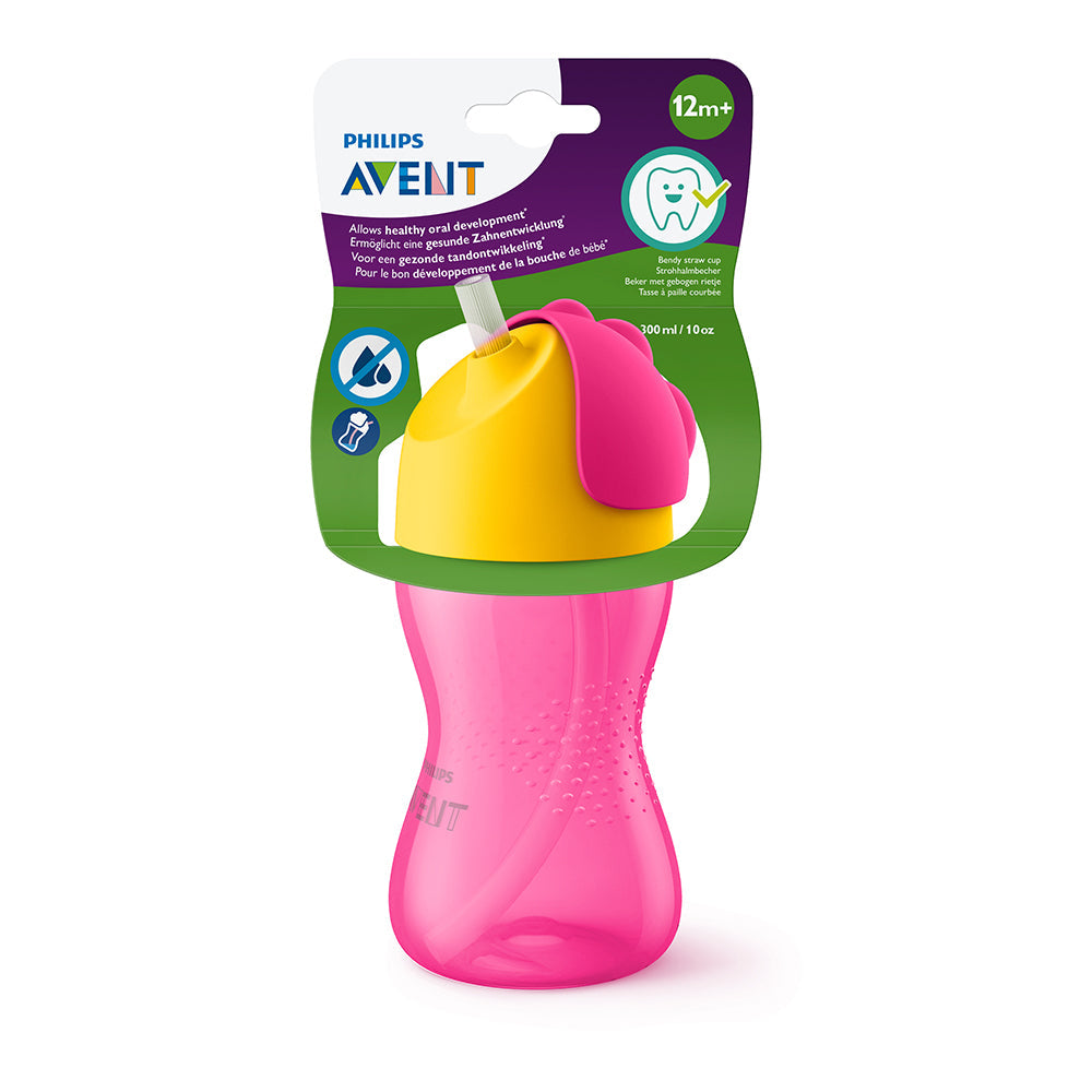 Vaso con Bombilla Flexible de 300 Ml/7 Oz Dino Niña