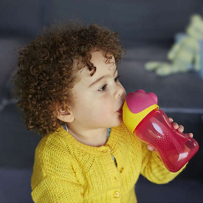 Vaso con Bombilla Flexible de 300 Ml/7 Oz Dino Niña