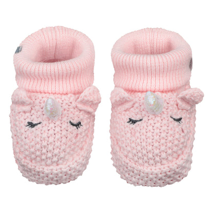 Pantufla Tejida Unicornio Rosado