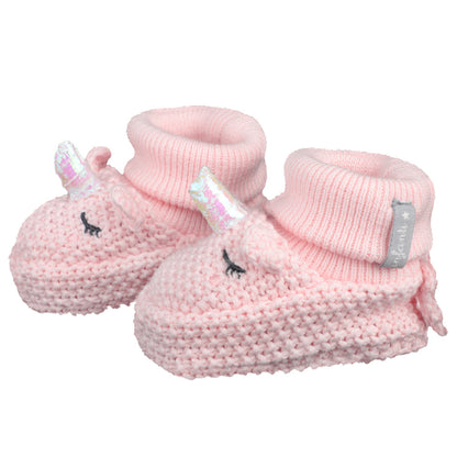 Pantufla Tejida Unicornio Rosado