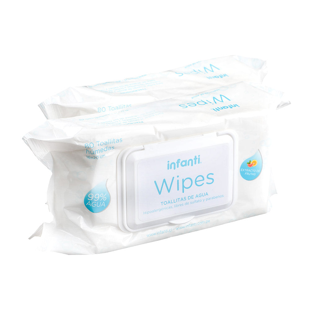 Toallas Húmedas de Agua Wipes 2x80