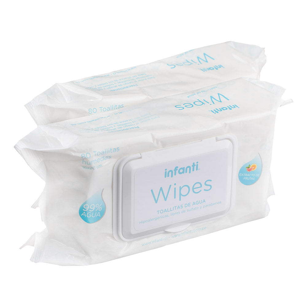 Toallas Húmedas de Agua Wipes 2x80