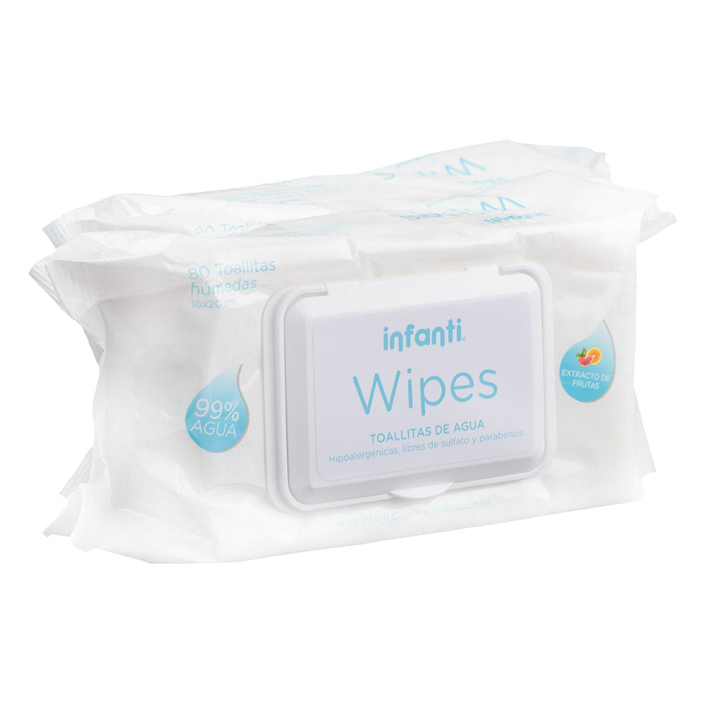 Toallas Húmedas de Agua Wipes 2x80